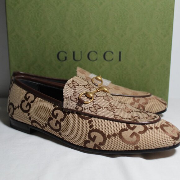 NWB Gucci Jumbo GG Supreme Jordaan Horsebit Flats Mules Slip Ons 40.5 431467 - Picture 1 of 9